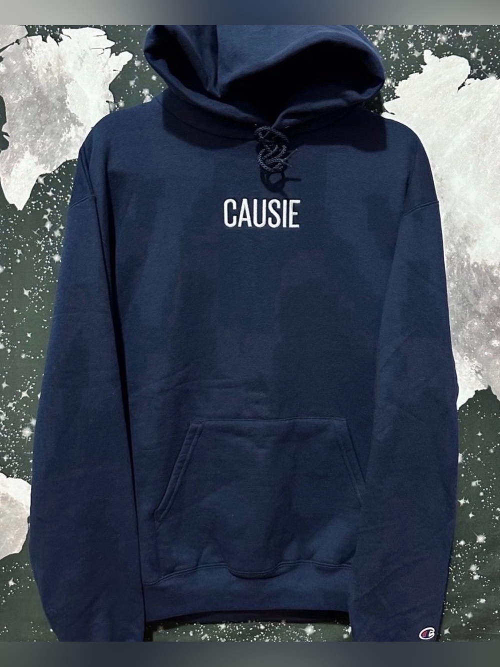 Champion Custom Embroidered Navy Pullover Hoodie